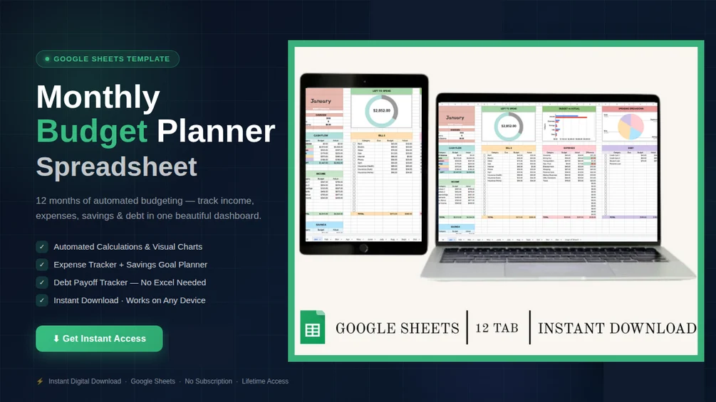 Monthly Budget Spreadsheet – Take Control of Your Money in Minutes — product preview