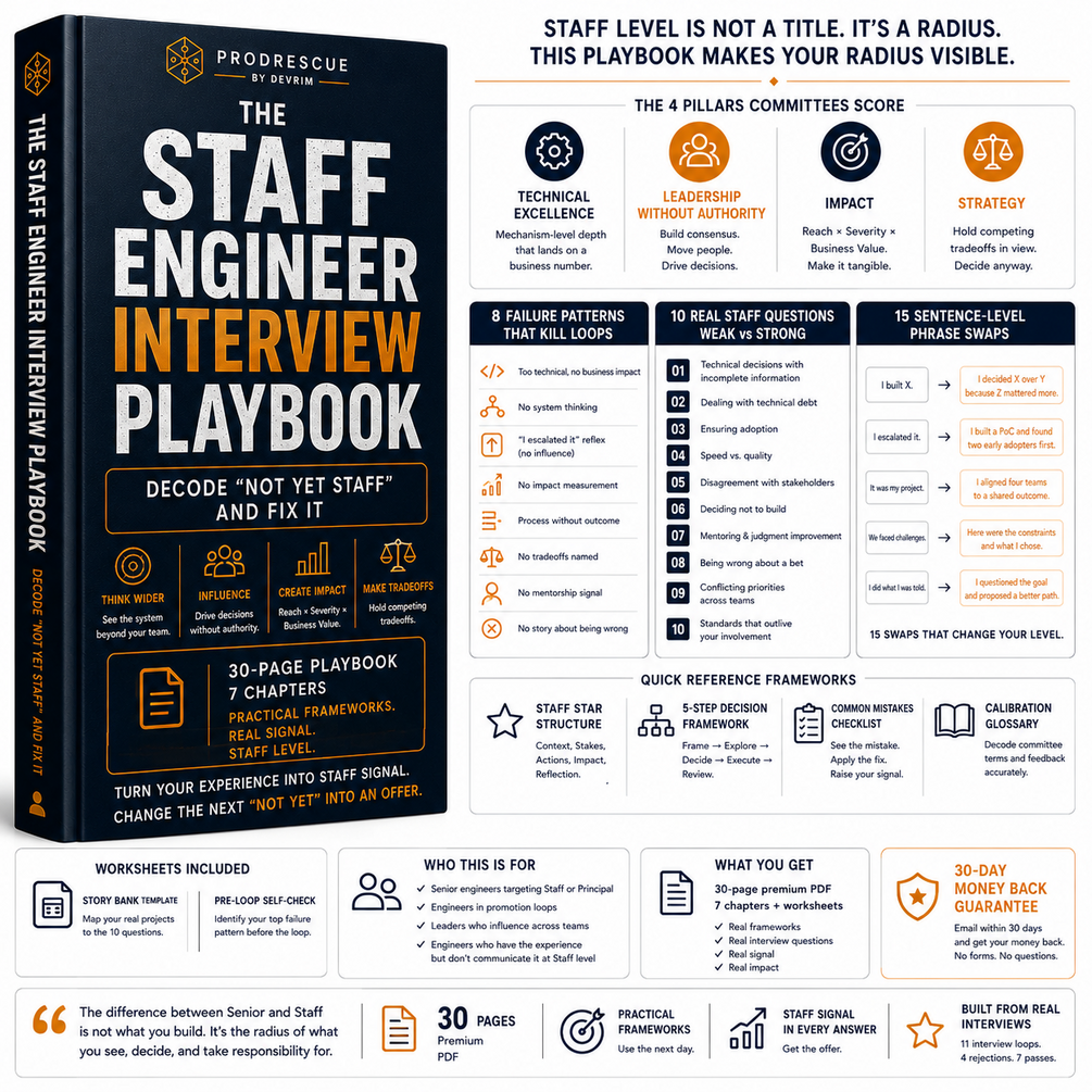 The Staff Engineer Interview Playbook: Decode "Not Yet Staff" and Fix It — product preview