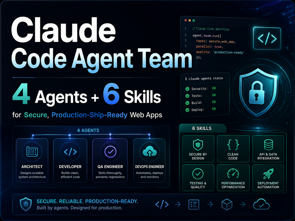 Claude Code Agent Team — 4 Agents + 6 Skills for Secure, Production-Ready Web Apps — product preview