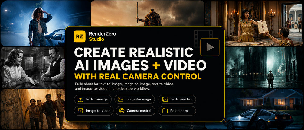RenderZero Studio desktop preview