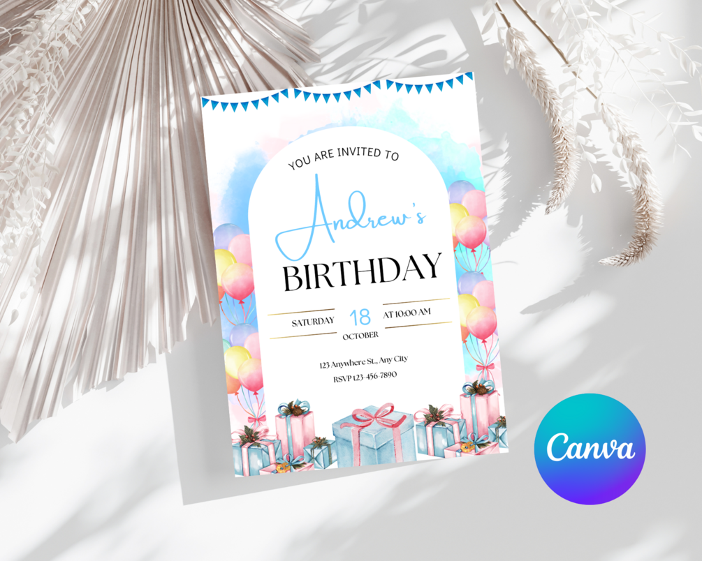Editable Birthday Invitation Template | Canva Birthday Invitation | Birthday Invite — product preview