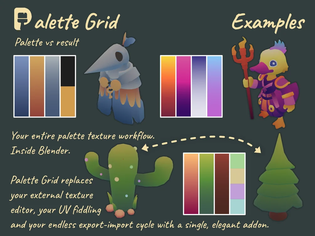 Palette Grid - Smart Palette Texture Workflow Blender Addon — product preview