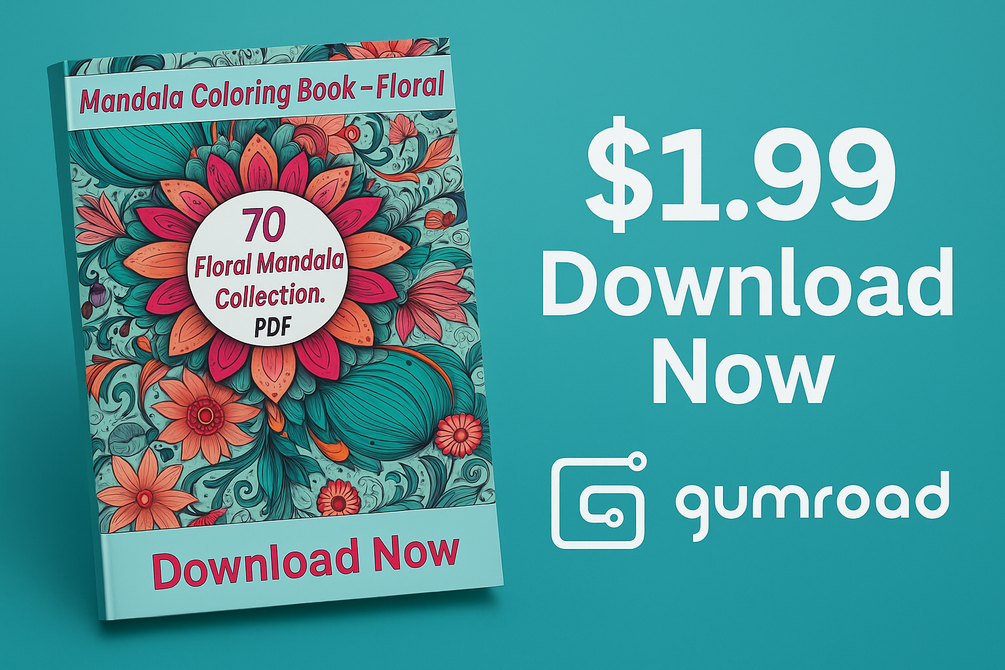 Mandala Coloring Book for Adults | Printable | Floral Designs | Stress & Relief | 70 Pages — product preview