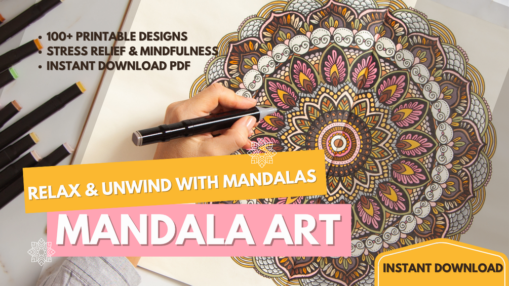 Mandala Coloring Pages – 100+ Printable PDF for Stress Relief — product preview